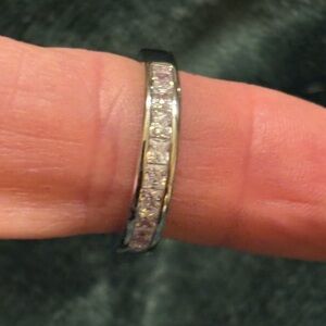 Elegant Silver Band with Clear Stones
